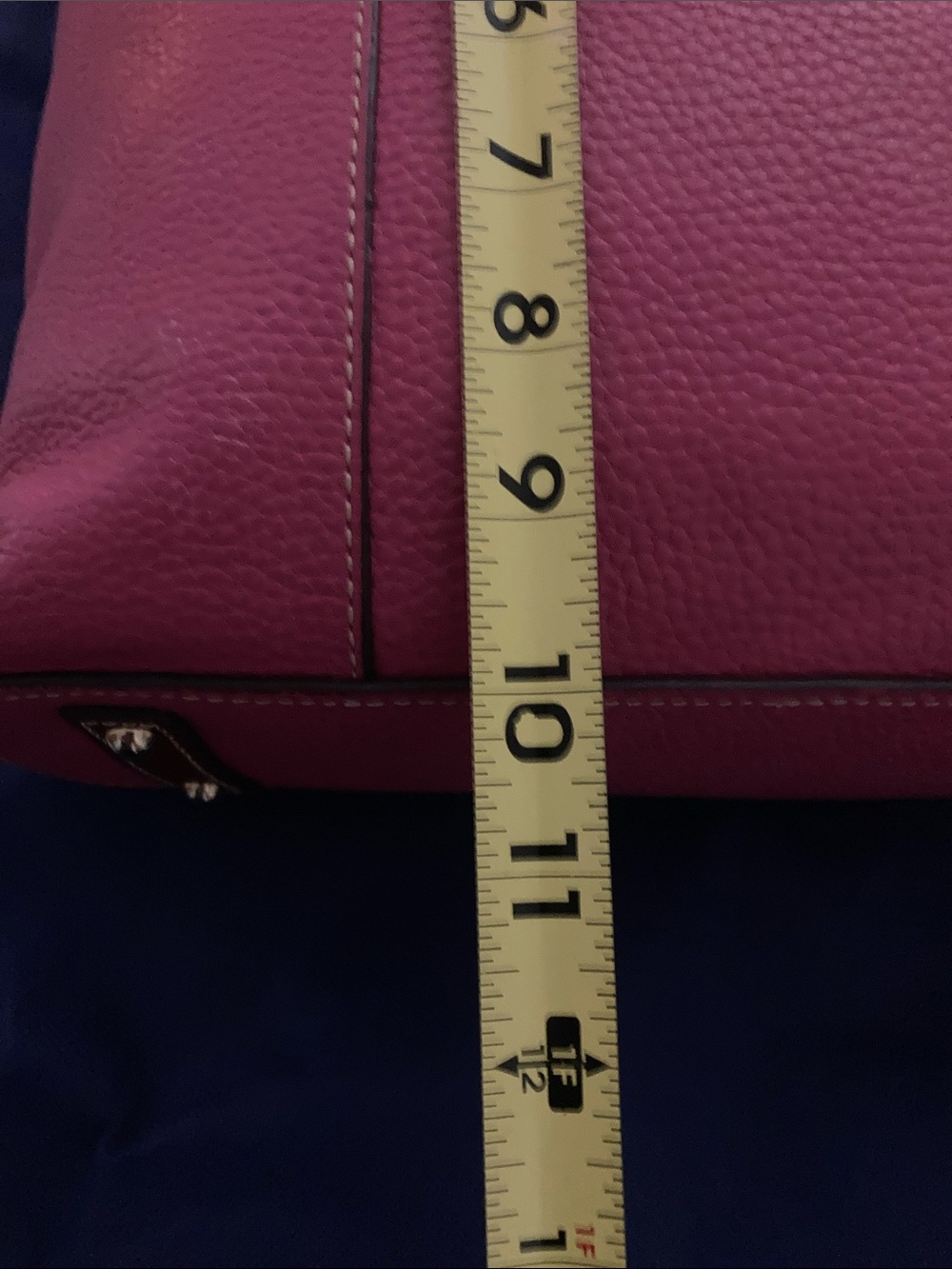 Dooney & Bourke Hot Pink Pebble Leather Tote with Brown Trim - Picture 14 of 15